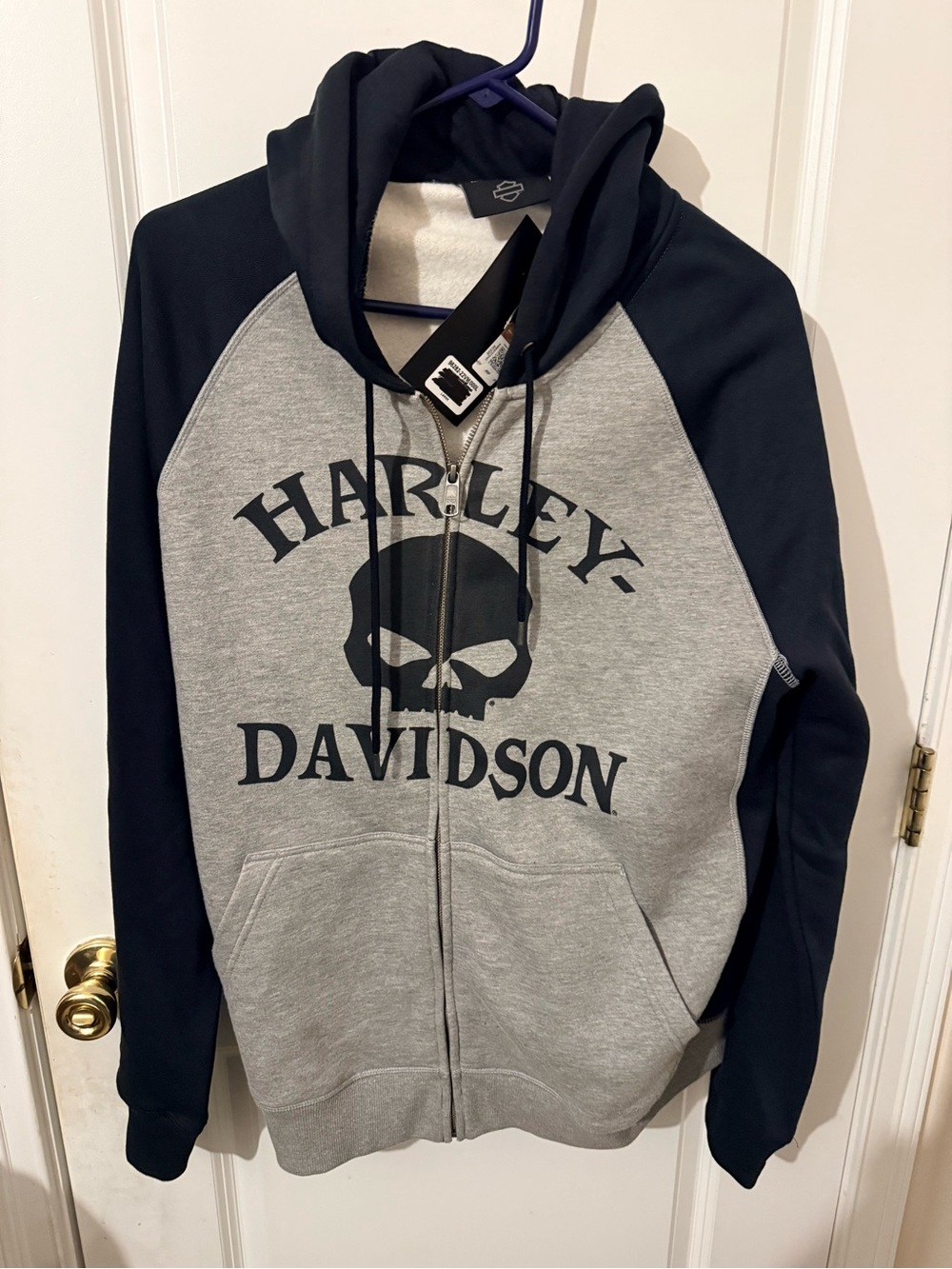 Harley-Davidson Gray & Black Willie G Skull Zip-Up Hoodie